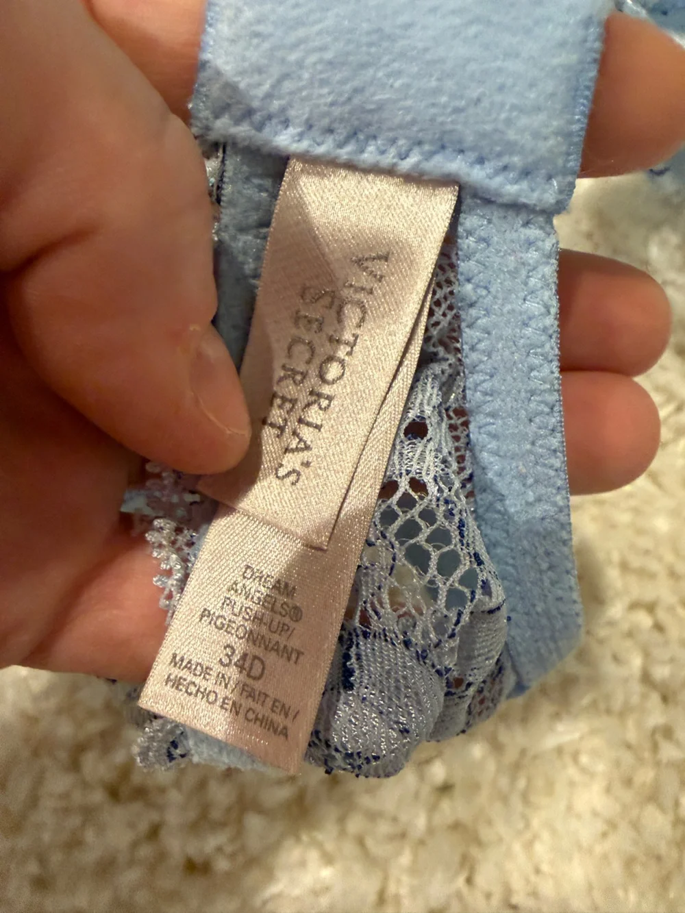 Victoria's Secret Powder Blue Lace Push-Up Bra 34D